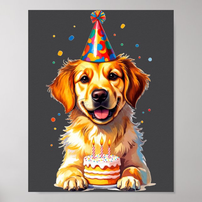 Poster Birthday Golden Retriever, Party Dog  (Frente)