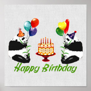 Poster Birthday Pandas