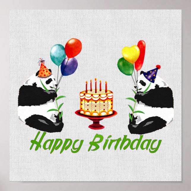 Poster Birthday Pandas (Frente)