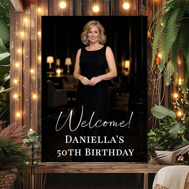 Poster Birthday party photo elegant welcome (Criador carregado)