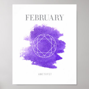 Póster Birthstone Amethyst fevereiro