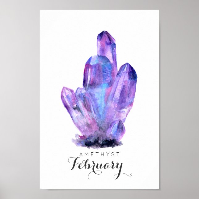 Poster Birthstone de fevereiro - Ametist Watercolor | POS (Frente)