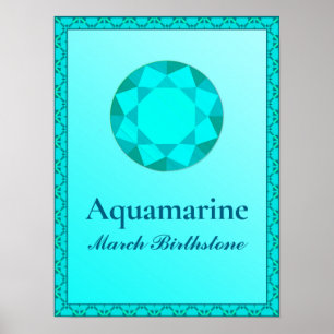 Poster Birthstone Illustration for March- Aquamarine Post