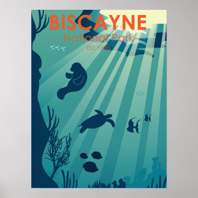 Poster Biscayne National Park Florida Underwater Maritime (Frente)