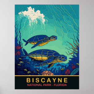 Poster Biscayne, Tartarugas Subaquáticas, Flórida, Viagem