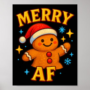 Poster Biscoito Alegre Gingerbread Homem Natal Chapéu de
