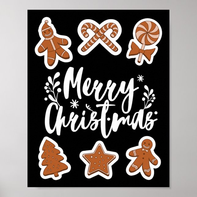 Poster Biscoitos de Natal Feliz Pão Gingerido Homem Árvor (Frente)