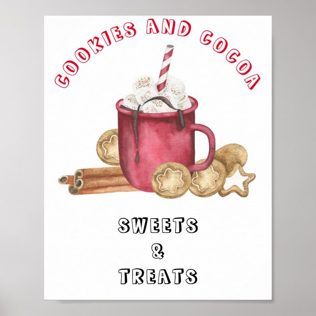 Poster Biscoitos e cacau - Doces e guloseimas baby shower (Frente)
