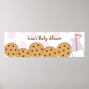 Póster Biscoitos e sinal da bandeira do chá de fraldas d