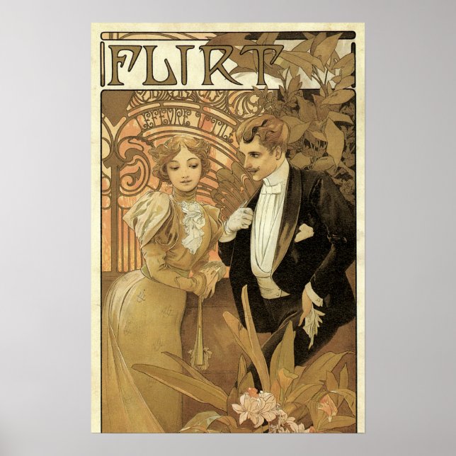 Póster Biscoitos Flirt Art Nouveau Vintage, Alphonse Much (Frente)