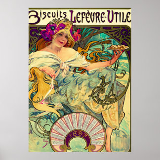 Poster Biscoitos Lefevre-Utile por Alphonse Mucha (1896)
