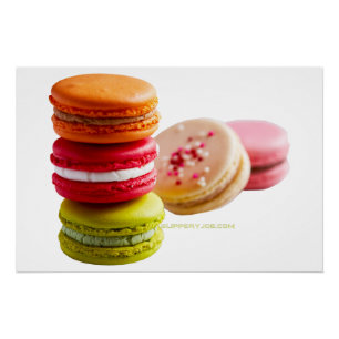Póster Biscoitos Macaroon de SlipperyJoe, comida empilhad