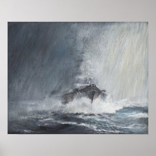 Póster Bismarck através das cortinas do sleet da chuva