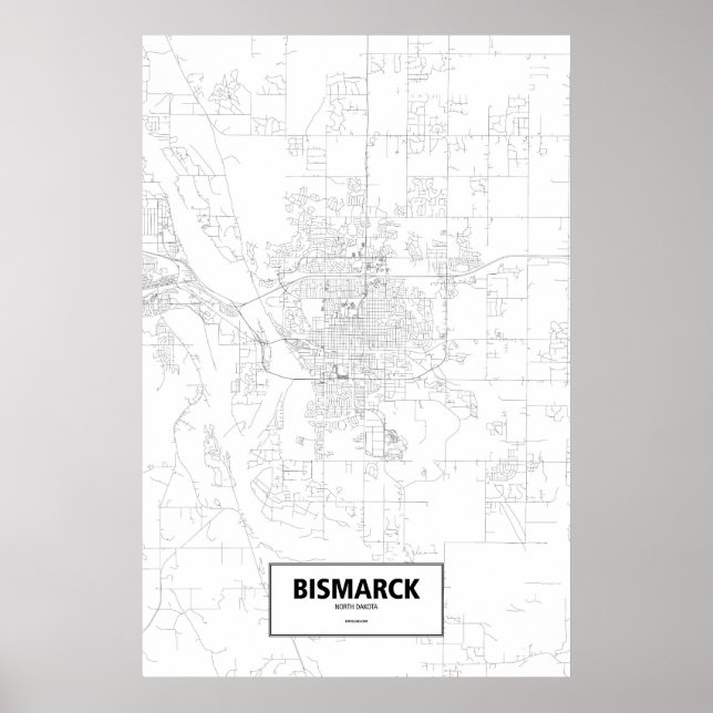 Póster Bismarck, Dacota do Norte (preto a branco) (Frente)