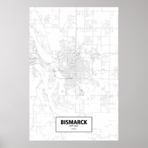 Póster Bismarck, North Dakota (preto no branco)