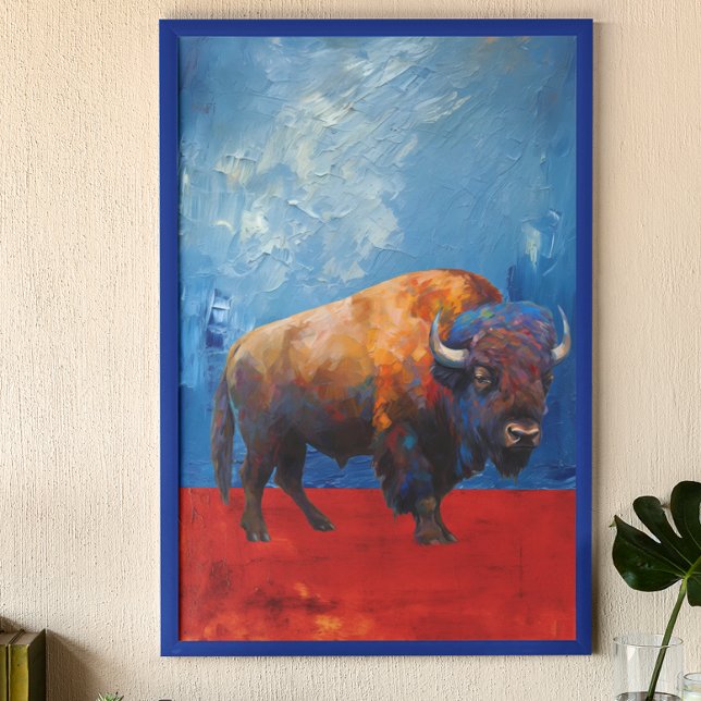 Poster Bison Buffalo Colorful Abstrato Modern Painting (Criador carregado)