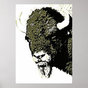 Póster Bison Buffalo Head Trabalho de arte