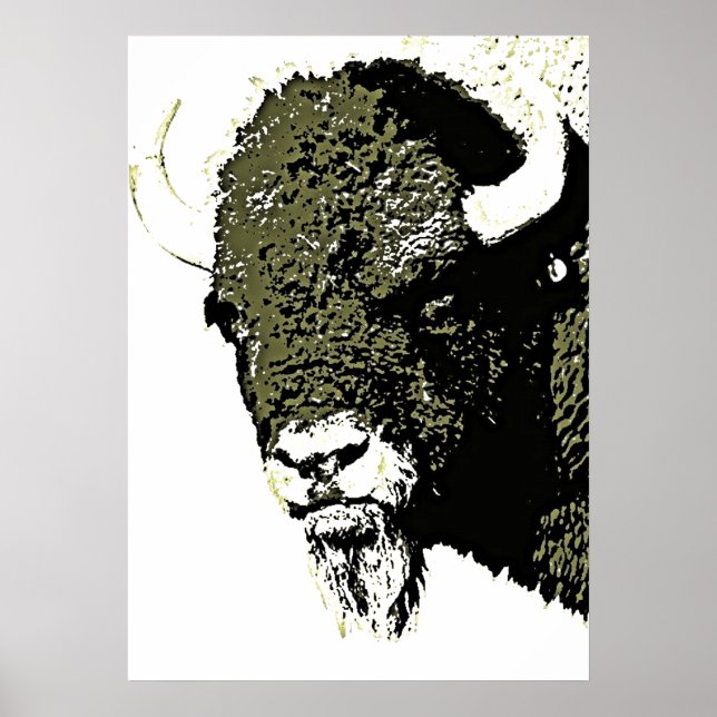 Póster Bison Buffalo Head Trabalho de arte (Frente)