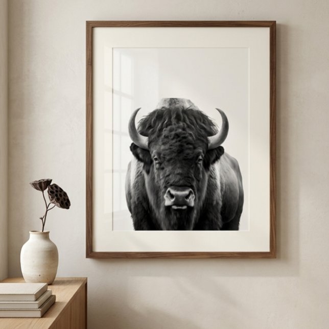 Poster Bison Buffalo Moderno Retrato preto (Criador carregado)