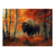 Bison no Trabalho de arte de Autumn Woods