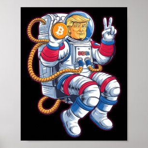 Poster Bitcoin Para a Lua Btc Astronauta Cripto Fomo Trum