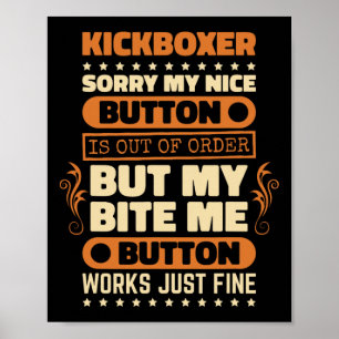 Poster Bite Button Funciona Design de Kickboxer Amante de
