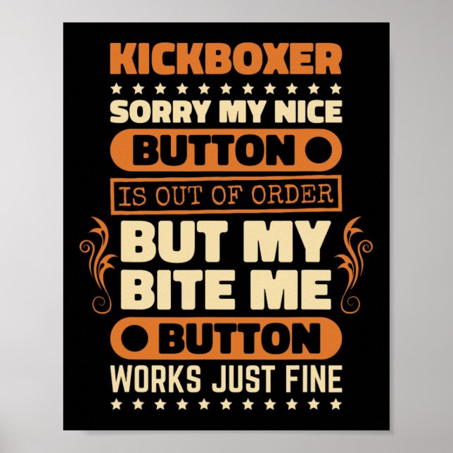 Poster Bite Button Funciona Design de Kickboxer Amante de (Frente)