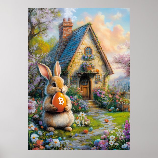 Poster Bitmoney Bunny Rabbit Hole Crypto BTC (Frente)