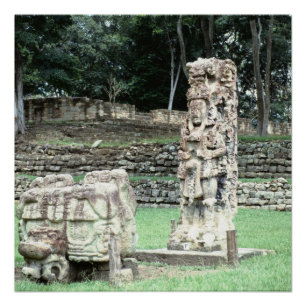 Póster Bizarre Vivid Mayan Ruins Estatutos Antigos Hondur