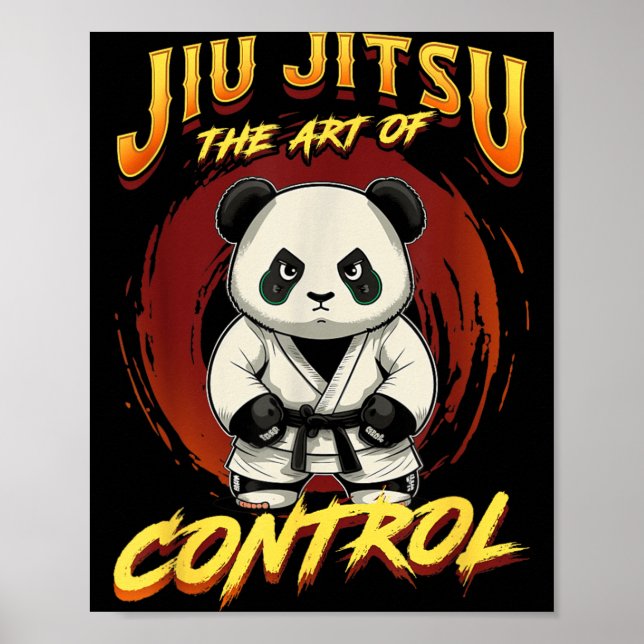 Poster BJJ A Arte do Controle - Grappling Jiu Jitsu Panda (Frente)