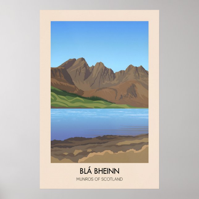 Poster Bla Bheinn Munros da Escócia Cartaz de Viagem (Frente)