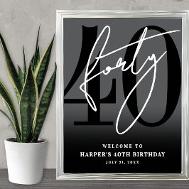 Poster Black 40th Birthday Party Welcome Sign