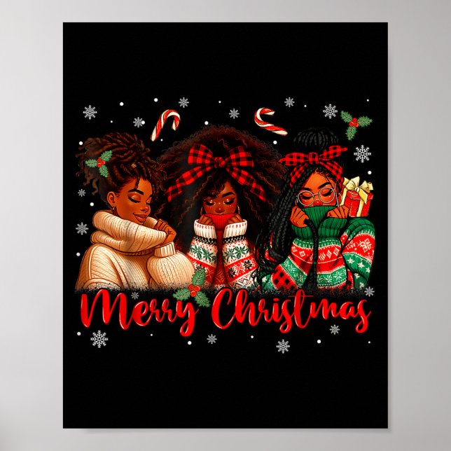 Poster Black African Girl American Melanin Christmas Sant (Frente)