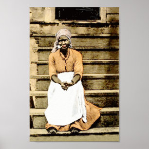Póster Black America Vintage Woman on Porch with Cigar