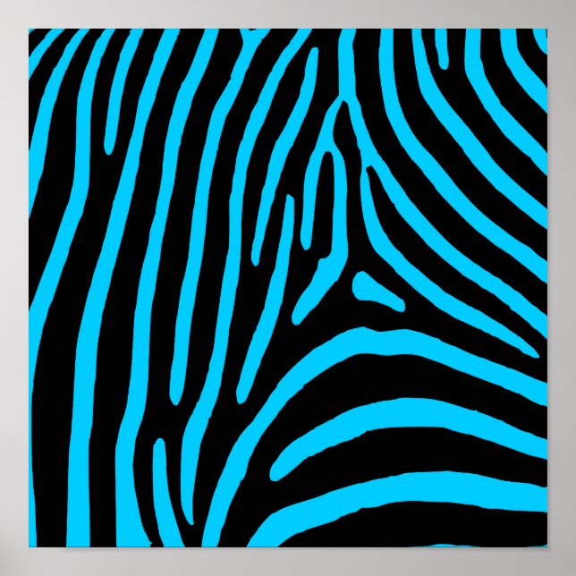 Póster Black and Aqua Zebra Stripes (Frente)