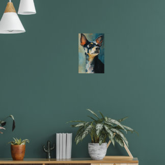 Poster Black and brown chihuahua watercolor portrait