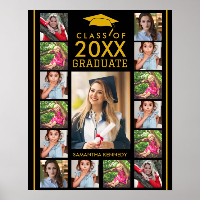 Poster Black And Gold 17 Photo Collage 2026 Graduation (Frente)