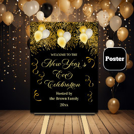 Poster Black and Gold Glitter New Year's Eve Party 