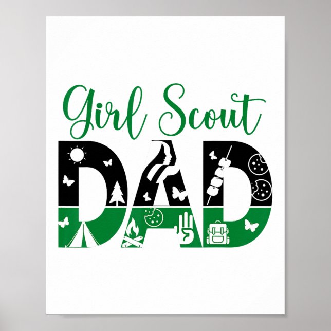 Poster Black And Green Dad Scout For Girls Cookie Camping (Frente)