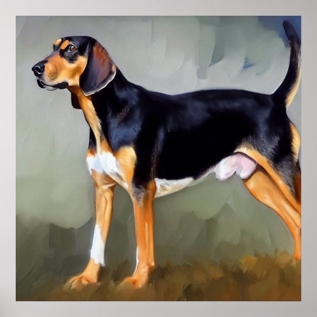 Poster Black and Tan Virginia Foxhound Dog (Frente)