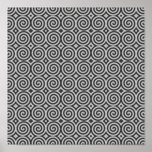Póster Black and white design. Pattern of Spirals.