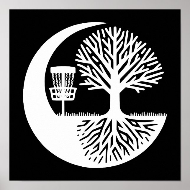 Poster Black and White Disc Golf Silhouette  (Frente)