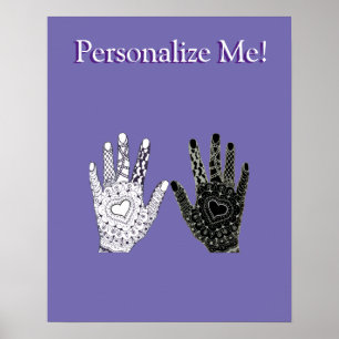 Póster Black and White Friendship Hands