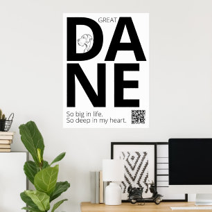 Poster Black and White Great Dane Minimal