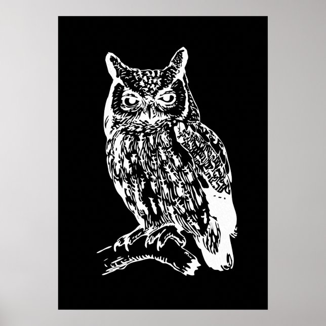 Poster Black and White Owl Art (Frente)