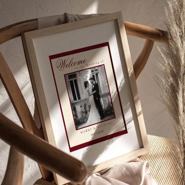 Poster Black and White Photo Old Money Wedding Welcome (Criador carregado)