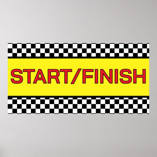 Poster Black and white Racing START finish Line  (Frente)