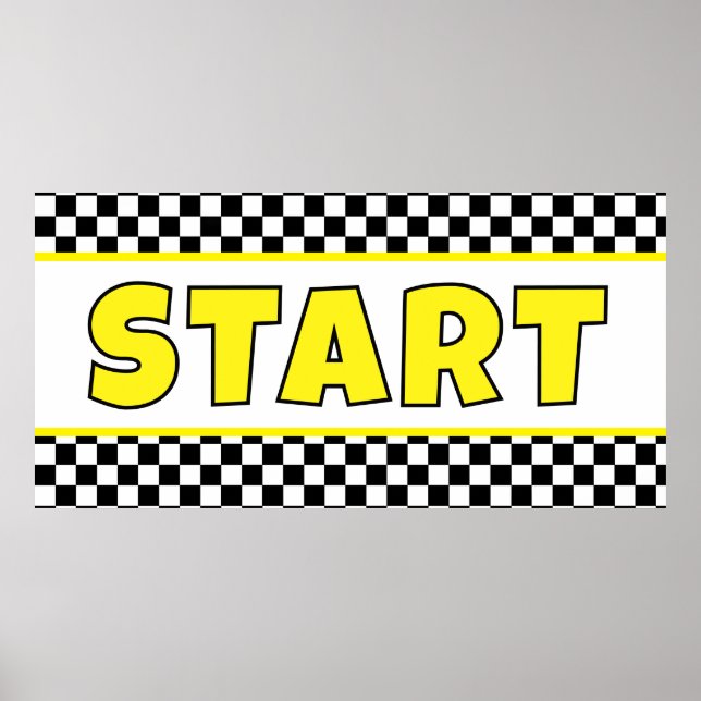 Poster Black and white Racing START Line Banner (Frente)