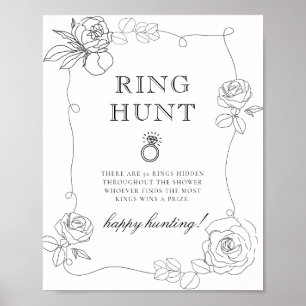 Poster Black and White Ring Hunt Bridal Shower Game