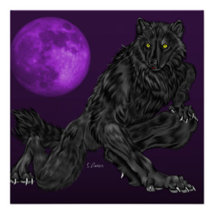 Póster Black Anthro Werewolf